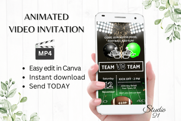 Digital Football Game Invitation: Score a Design Touchdown