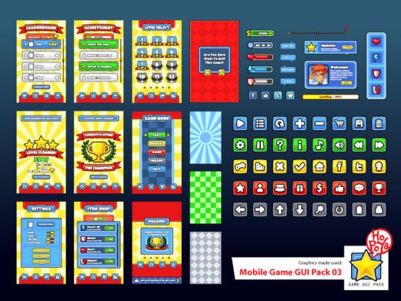 Mobile Game GUI Pack 03: Design Assets for Polished 2D Games