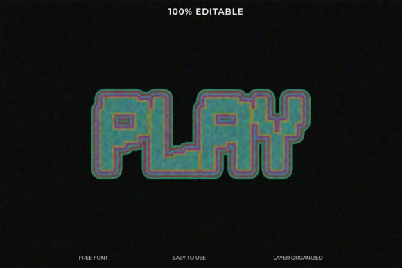Pixelated Play Button Text Effect: Retro Neon Design